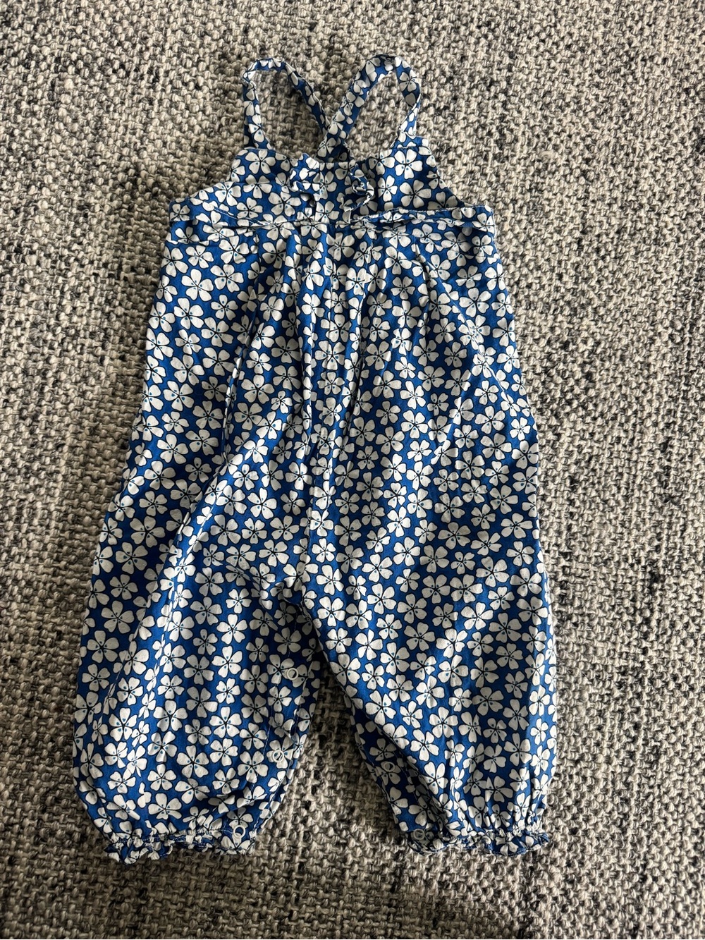 Fleurisse Boutique Navy Blue Floral Romper with Cross-Back Straps